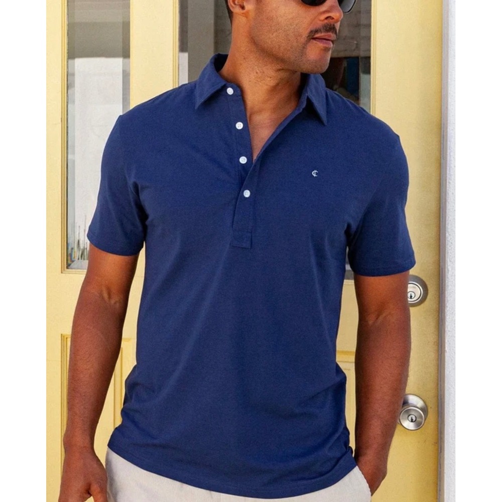 Criquet Top-Shelf Range Polo Men's L Navy Pima Cotton Slim Fit Golf Shirt Preppy